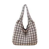 Women's Large Autumn&winter Knit Plaid Streetwear Square Open Shoulder Bag Handbag sku image 1
