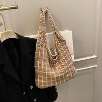 Women's Large Autumn&winter Knit Plaid Streetwear Square Open Shoulder Bag Handbag main image 3
