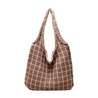 Mujeres Grande Otoño Invierno Tejer Tartán Ropa De Calle Cuadrado Abierto Bolsas De Hombro Bolso sku image 2