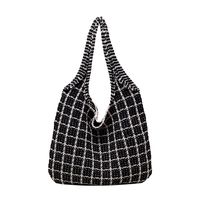 Women's Large Autumn&winter Knit Plaid Streetwear Square Open Shoulder Bag Handbag sku image 3
