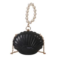 Women's Small Pu Leather Solid Color Streetwear Pearls Shell Lock Clasp Handbag Crossbody Bag sku image 1