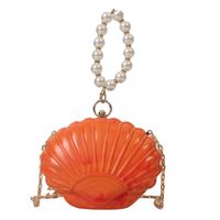 Women's Small Pu Leather Solid Color Streetwear Pearls Shell Lock Clasp Handbag Crossbody Bag sku image 4