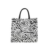 Women's Medium Canvas Houndstooth Zebra Leopard Streetwear Square Zipper Handbag main image 3