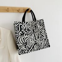 Women's Medium Canvas Houndstooth Zebra Leopard Streetwear Square Zipper Handbag sku image 4
