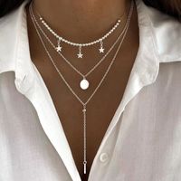 Ig Style Simple Style Round Star Alloy Beaded Women's Three Layer Necklace main image 1