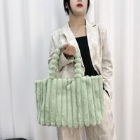 Women's Large Autumn&winter Plush Solid Color Basic Square Magnetic Buckle Shoulder Bag Tote Bag main image 2
