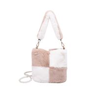 Women's Medium Plush Color Block Streetwear Bucket Magnetic Buckle Shoulder Bag Crossbody Bag sku image 4