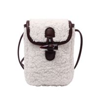 Women's Small Shearling Solid Color Streetwear Square Lock Clasp Shoulder Bag Crossbody Bag main image 3
