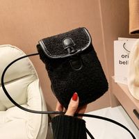 Women's Small Shearling Solid Color Streetwear Square Lock Clasp Shoulder Bag Crossbody Bag main image 2