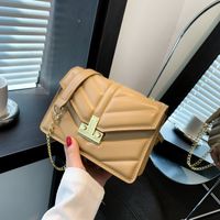 Women's Small Pu Leather Solid Color Streetwear Square Lock Clasp Shoulder Bag Crossbody Bag Chain Bag main image 3