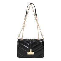 Women's Small Pu Leather Solid Color Streetwear Square Lock Clasp Shoulder Bag Crossbody Bag Chain Bag main image 2
