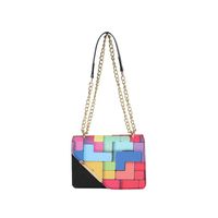 Women's Small Pu Leather Color Block Streetwear Square Magnetic Buckle Shoulder Bag Crossbody Bag main image 3