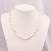 Lady Solid Color Freshwater Pearl Titanium Steel Beaded Plating Necklace sku image 1
