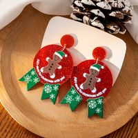1 Pair Cartoon Style Christmas Tree Plating Arylic Drop Earrings main image 4