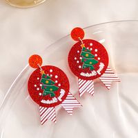1 Pair Cartoon Style Christmas Tree Plating Arylic Drop Earrings sku image 1