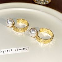 Wholesale Jewelry Vintage Style Geometric Color Block Alloy Pearl Plating Inlay Hoop Earrings main image 2