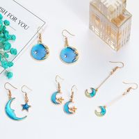 1 Pair Elegant Star Moon Plating Alloy Drop Earrings main image 1