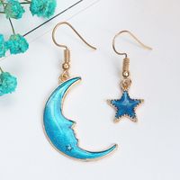 1 Par Elegante Estrella Luna Enchapado Aleación Pendientes De Gota sku image 2