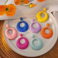 1 Pair Vacation Round Plating Alloy Raffia Drop Earrings main image 1