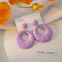 1 Pair Vacation Round Plating Alloy Raffia Drop Earrings main image 5