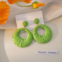 1 Pair Vacation Round Plating Alloy Raffia Drop Earrings sku image 4