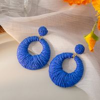 1 Pair Vacation Round Plating Alloy Raffia Drop Earrings main image 2
