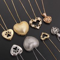Vintage Style Simple Style Heart Shape Copper Plating Inlay Zircon Gold Plated Pendant Necklace main image 1