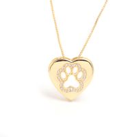 Vintage Style Simple Style Heart Shape Copper Plating Inlay Zircon Gold Plated Pendant Necklace main image 5