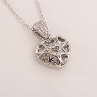 Vintage Style Simple Style Heart Shape Copper Plating Inlay Zircon Gold Plated Pendant Necklace sku image 8