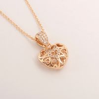 Vintage Style Simple Style Heart Shape Copper Plating Inlay Zircon Gold Plated Pendant Necklace sku image 9