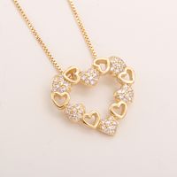 Vintage Style Simple Style Heart Shape Copper Plating Inlay Zircon Gold Plated Pendant Necklace sku image 5