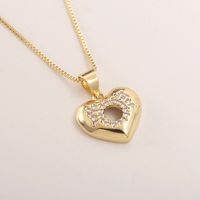 Vintage Style Simple Style Heart Shape Copper Plating Inlay Zircon Gold Plated Pendant Necklace sku image 4