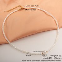 Elegant Geometric Solid Color Stainless Steel Natural Stone Plating 18k Gold Plated Bracelets Necklace sku image 2