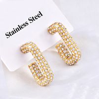 1 Paire Style Simple Couleur Unie Placage Incruster Acier Au Titane Zircon Boucles D'oreilles main image 4