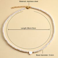 Lady Heart Shape Stainless Steel Imitation Pearl Shell Beaded Plating Necklace sku image 1