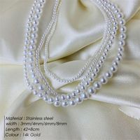 Lady Heart Shape Stainless Steel Imitation Pearl Shell Beaded Plating Necklace main image 4