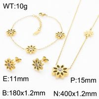 Titanium Steel 18K Gold Plated Simple Style Plating Hollow Out Lotus Chrysanthemum Bracelets Earrings Necklace sku image 17