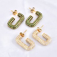 1 Pair Simple Style Solid Color Plating Inlay Titanium Steel Zircon Ear Studs main image 2
