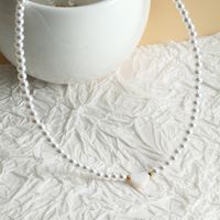 Lady Heart Shape Stainless Steel Imitation Pearl Shell Beaded Plating Necklace main image 2