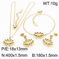 Titanium Steel 18K Gold Plated Simple Style Plating Hollow Out Lotus Chrysanthemum Bracelets Earrings Necklace sku image 19
