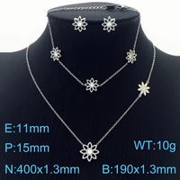 Titanium Steel 18K Gold Plated Simple Style Plating Hollow Out Lotus Chrysanthemum Bracelets Earrings Necklace sku image 16