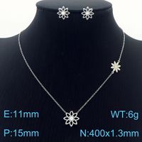 Titanium Steel 18K Gold Plated Simple Style Plating Hollow Out Lotus Chrysanthemum Bracelets Earrings Necklace sku image 13