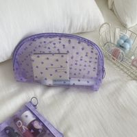 Cute Heart Shape Solid Color Nylon Square Makeup Bags sku image 3