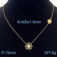 Titanium Steel 18K Gold Plated Simple Style Plating Hollow Out Lotus Chrysanthemum Bracelets Earrings Necklace sku image 7