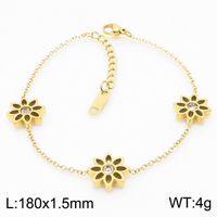 Titanium Steel 18K Gold Plated Simple Style Plating Hollow Out Lotus Chrysanthemum Bracelets Earrings Necklace sku image 12