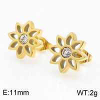 Titanium Steel 18K Gold Plated Simple Style Plating Hollow Out Lotus Chrysanthemum Bracelets Earrings Necklace sku image 2