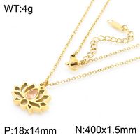 Titanium Steel 18K Gold Plated Simple Style Plating Hollow Out Lotus Chrysanthemum Bracelets Earrings Necklace sku image 11