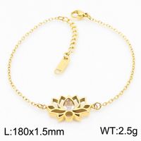 Titanium Steel 18K Gold Plated Simple Style Plating Hollow Out Lotus Chrysanthemum Bracelets Earrings Necklace sku image 8