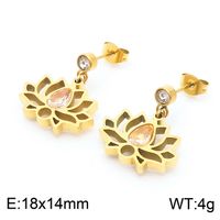 Titanium Steel 18K Gold Plated Simple Style Plating Hollow Out Lotus Chrysanthemum Bracelets Earrings Necklace sku image 10