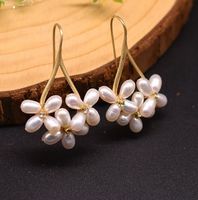 1 Pair Casual Flower Plating Inlay Freshwater Pearl Copper Zircon 18k Gold Plated Drop Earrings main image 2